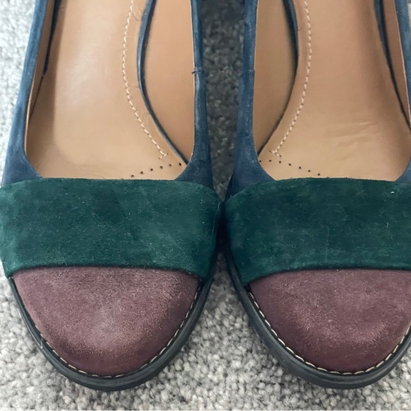 Clarks Artisan Multi-Colored Suede Block Heel Pumps Size 6 | Office Siren Academ - Picture 6 of 10